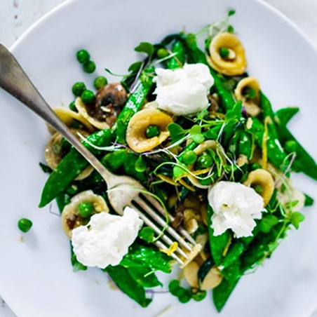 Spring Orecchiette Pasta With Asparagus, Mushroom and Peas-image