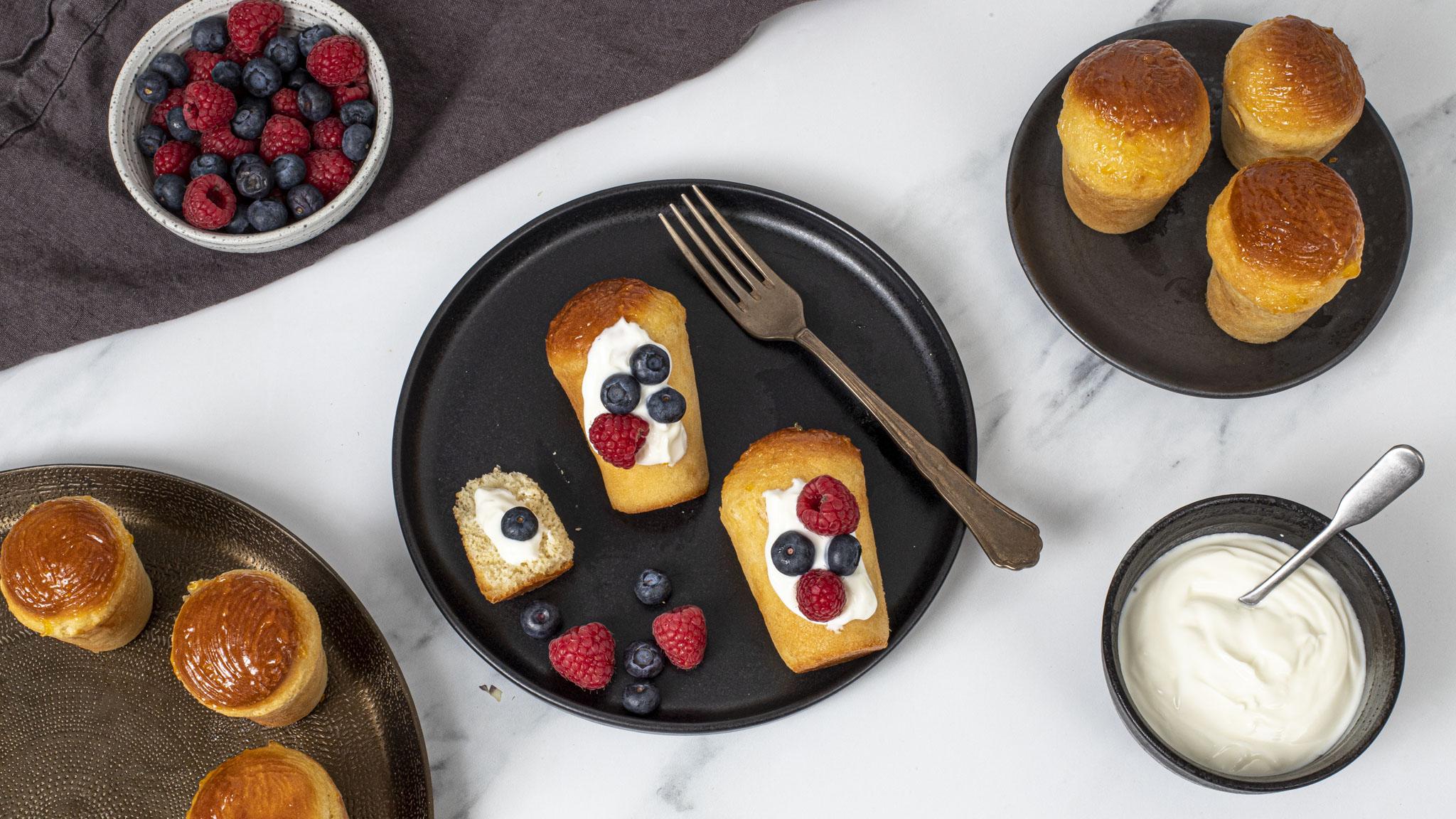 Rum Babas with Fresh Blackberries Recipe